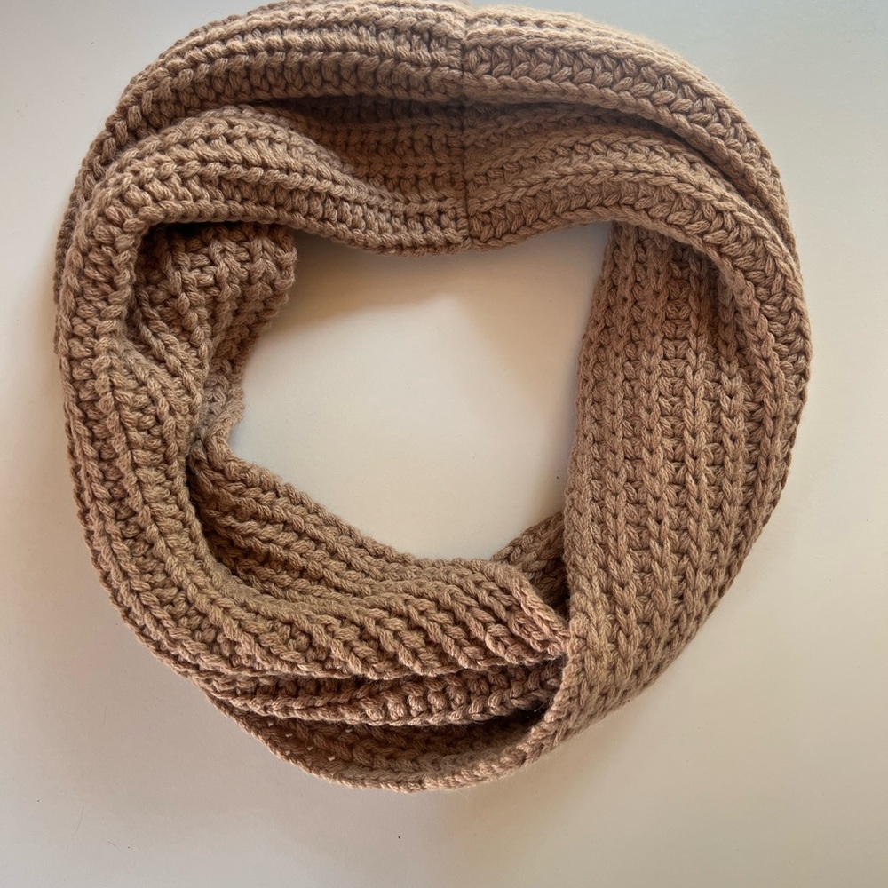 Coach Tan Cable Knit Alpaca Infinity Scarf